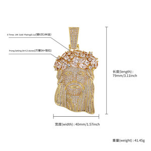 NYY 개인 맞춤형 노인 남성용 장미 디자인 힙합 펜던트 스트리트 트렌드 지르콘 목걸이 - Product Image 6