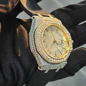 Reloj Moissanite con Incrustaciones de Diamantes, Mecánico MIYOTA 9015, Reloj Completamente Incrustado de Moissanite, Unisex, Logotipo Personalizado - Product Image 4