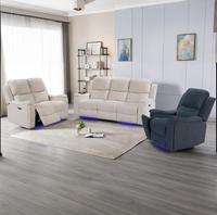 Canapé inclinable électrique moderne HOMERS 321, revêtement en microfibre, avec éclairage LED pour salon