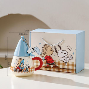 Nueva Taza de Cerámica de Snoopy con Tapa y Colgante de Snoopy, 37PML, Taza de Café de Dibujos Animados para Regalos de Oficina y Hogar - Product Image 6