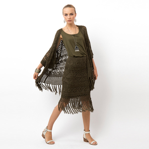 ชุดคาร์ดิแกนแขนยาวทรงหลวมโอลีฟถักโครเชต์ - Product Image 5