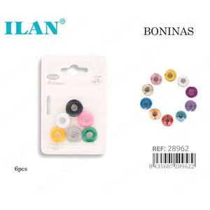Bobine in Plastica ILAN con Filo, Set da 6 Pezzi, Accessorio per Cucito - Product Image 3