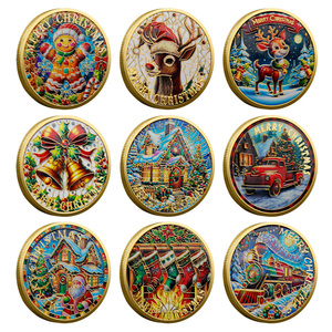 Moneta Commemorativa Tradizionale Placcata Oro con Rilievo Albero di Natale e Calza, Souvenir Artistico per la Stagione Natalizia - Product Image 4