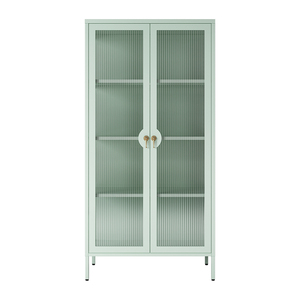 Muebles Modernos Ecológicos para el Hogar, Sala de Estar, Puertas Planas de Acero, Vitrina, Librería, Armario Metálico de Almacenamiento con Patas - Product Image 6