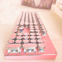 Clavier de jeu mécanique filaire vintage punk 104 touches rose pour femme, style tablette, nouveau clavier pour bureau et esports