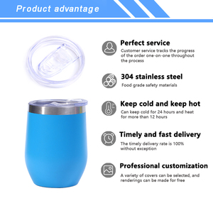 Nhà Máy Biểu Tượng Tùy Chỉnh 12Oz Stemless Rượu Vang Nhiệt Kính Du Lịch Cốc Cà Phê Thép Không Gỉ Đôi Tường Chân Không Rượu Vang Cốc - Product Image 3