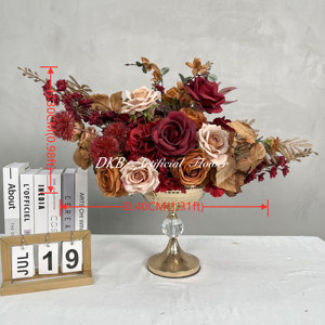 Venta al por mayor de bolas de flores grandes, centros de mesa de boda, decoración de ramo de boda artificial rojo y marrón - Product Image 2