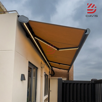 Personnalisation aluminium pare-soleil étanche coupe-vent restaurant balcon rétractable pleine cassette auvent lumière LED