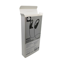 Boîte d'emballage en papier d'art recyclé personnalisé pour écouteurs/écouteurs/écouteurs carton à clapet plat gaufrage cintre inclus