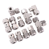 Raccord de buse d'atomisation en acier inoxydable 3/8\", raccord de tuyau pneumatique haute pression, raccords à double compression avec trou de 3/16\"