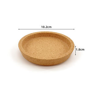 Posavasos de borde redondo de corcho Posavasos de madera extra grueso Posavasos de corcho reutilizables de 4 pulgadas de diámetro con labio para bebida - Product Image 5