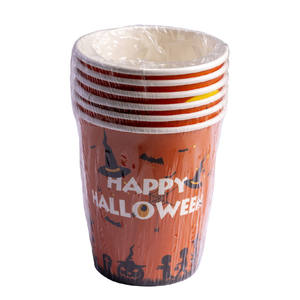 SET DI 6 BICCHIERI DI CARTA ARANCIONI PER HALLOWEEN - Product Image 1