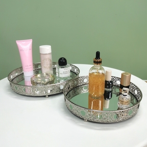 Plateau de service et de rangement pour bijoux en métal argenté de luxe, personnalisé, écologique et réutilisable, pour la décoration intérieure, le bureau et le salon - Product Image 2