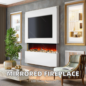 <span class=keywords><strong>Cheminée</strong></span> électrique moderne 1500W Insert 50 pouces verre miroir 3 faces flamme LED réaliste WIFI <span class=keywords><strong>fausse</strong></span> combustion fonctionne en français - Product Image 6