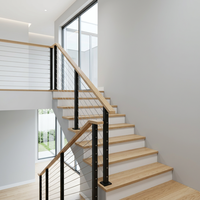 Rampe d'escalier moderne en acier inoxydable noir avec câble pour système de garde-corps d'escalier intérieur