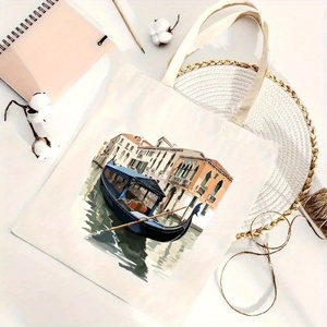 Bolsa de mano reutilizable de gran capacidad con estampado de góndola y arquitectura de <span class=keywords><strong>Venecia</strong></span>, perfecta para ir de compras, ir a la playa y para el uso diario. - Product Image 2
