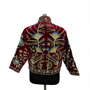 Floral Velvet Embroidered <b>Jacket</b> <b>Mandarin</b> <b>Collar</b> Winter Coat Full Sleeve Chinese Style queen <b>jacket</b> vintage blossom luxe <b>jacket</b> - Product Image 3