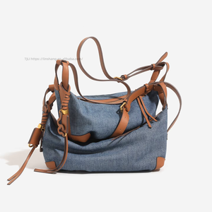 Customizable European American Zipper Denim Crossbody Bag Versatile Dumpling <b>Backpack</b> Pillow Shoulder Bag Tanjing - Product Image 4