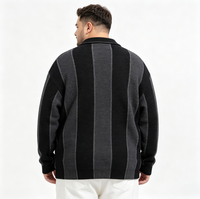 Pulls en tricot pour hommes OEM européens et américains, rayés noir et gris, col polo, polyvalents, essentiels au quotidien, avec logo brodé