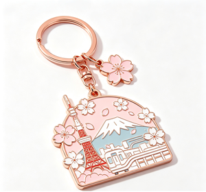 พวงกุญแจโลหะเคลือบลายดอกซากุระ ของที่ระลึก - Product Image 2