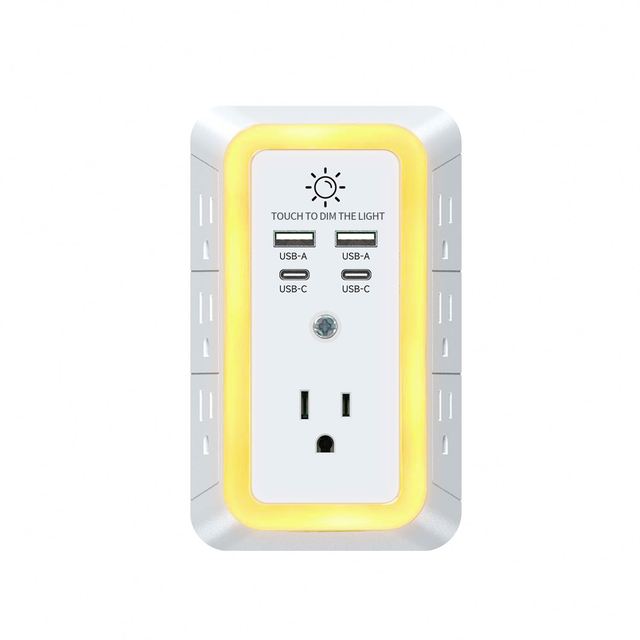 Hot Selling USB Wall Charger Surge Protector 7 Outlet Extender US Plug Power Strip Wall Tap Wall Adapter USB C With 4 USB Ports