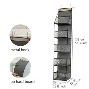 Wholesale 4/5/6 Shelf Sturdy Large Capacity Over the Door Hanging Pantry Organizer Room Organizer with Clear <b>Plastic</b> Pockets - Product Image 6
