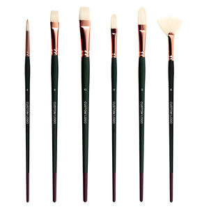 Juego <span class=keywords><strong>de</strong></span> 6 Pinceles Redondos Planos <span class=keywords><strong>de</strong></span> Acrílico para Pintar, Pinceles <span class=keywords><strong>de</strong></span> Artista Sintéticos Blancos y Suaves con Logotipo Personalizado - Product Image 1