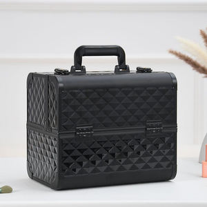 Portable en aluminium maquillage boîte organisateur grand étui à cosmétiques diamant beauté vanité valise pour voyage brosse stockage artiste - Product Image 1