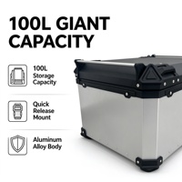 Top case de moto verrouillable, boîte arrière en aluminium CNC, rangement pour casque et bagages pour motos