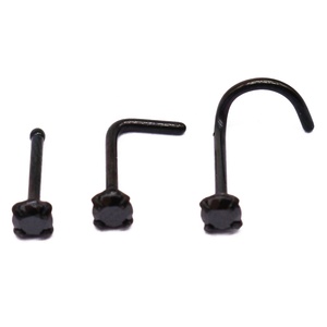 Gaby 316L Acero quirúrgico diamante CZ <span class=keywords><strong>L</strong></span> en forma de Piercing joyería nariz Stud anillos nariz <span class=keywords><strong>L</strong></span> curva - Product Image 4