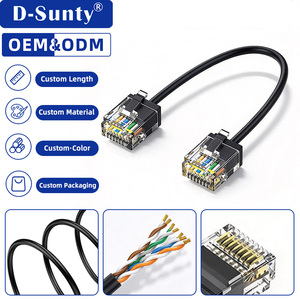 สายแพทช์คอร์ด Cat6A หัวสั้น RJ45 สายเคเบิลเครือข่ายอีเธอร์เน็ตแบบบาง ดีไซน์ขั้วต่อขนาดกะทัดรัดสำหรับพื้นที่แคบและอุปกรณ์เครือข่าย - Product Image 2