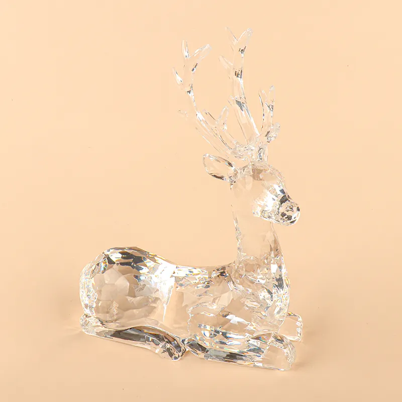 Estatua de ciervo de Navidad nórdica personalizable acrílico transparente/plástico de Navidad/cristal para la decoración de la sala de estar del dormitorio del hogar