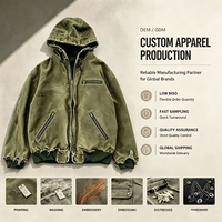 Veste à capuche zippée délavée à l'acide personnalisée, manteau streetwear à bords bruts et effet usé