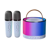 Mini Boombox, enceinte Bluetooth, lumière ambiante LED, enceinte karaoké pour enfants avec double microphone, mini caisson de basses
