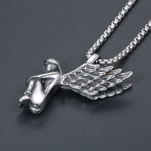 Collar con colgante de ángel, alas de plata tibetana, joyería de moda, regalo para hombres y mujeres SP767 - Product Image 2