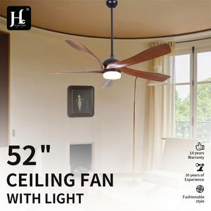 Ventilateur de plafond LED moderne de 52 pouces avec pales en bois à 6 vitesses et télécommande, 3 pales, moteur CC, profil bas pour salon - Product Image 3