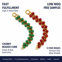 Bracelet en Acier Inoxydable Plaqué Or 18K pour Femme avec Perles Artificielles Vertes, Bijoux Anti-ternissement en Gros