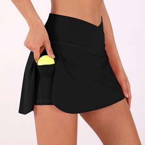 Falda deportiva de tenis y pickleball de cintura alta, ancha y activa, con bolsillo para teléfono, transpirable, antiestática y sostenible, al por mayor. - Product Image 6
