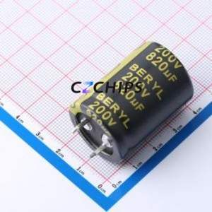KS200M821SI225*35TA-1A1ET <b>Snap</b>-in Aluminum Electrolytic Capacitor Through hole,D25xL35mm 820uF 20% 200V 25mm - Product Image 1