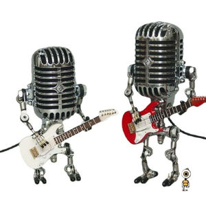 Home Decoration Lamp Retro Vintage Metal Microphone Robot Touch Dimming Lamps Stand LED Guitar Robot Desk Lamp - Product Image 5