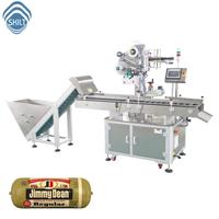 Machine d'étiquetage automatique de saucisses à grande vitesse SKILT, équipée d'un élévateur et d'un moteur servo, machine d'étiquetage horizontale
