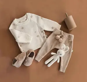 Conjuntos de roupas do bebê recém-nascido Menino 0 a 3 meses para a menina Meninos 0-3 2 anos Camisola De Malha Macacão De Algodão Orgânico Gift Set