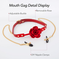 Balle buccale réglable en silicone en forme de rose, bâillon buccal solide, gag pour ouverture de bouche, équipement de bondage, gag en silicone, accessoires pour couple, jouets sexuels pour adultes
