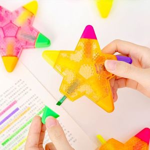 Bán Buôn Sao Năm Cánh Huỳnh Quang Bút Quà Tặng Quảng Cáo Cá Nhân <span class=keywords><strong>Highlighter</strong></span> 5-Màu Đánh Dấu Bút Xiên Bàn Chải Tip Cho Trẻ Em - Product Image 4