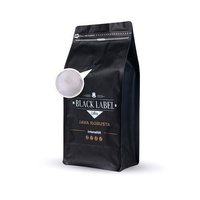 Sac d'emballage personnalisé à fond plat pour poudre de café avec fermeture éclair, sac à quatre soudures pour l'emballage du café, sac d'emballage alimentaire