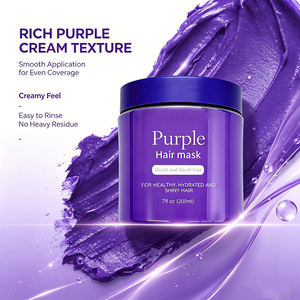 Masque capillaire violet 200ml, masque tonifiant anti-jaunissement pour cheveux blonds argentés, hydratant, réparateur, pour cheveux décolorés et abîmés, fixation de la couleur - Product Image 4