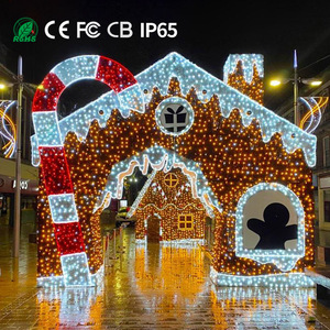 Décoration de Noël extérieure géante personnalisée en forme de <span class=keywords><strong>maison</strong></span> de bonbons 3D, LED PVC IP65, pour centre commercial, parc, Noël - Product Image 2