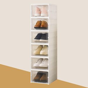 Wholesale Foldable OEM Giant Shoe Case Storage Sneaker Stackable Transparent Wide Toe Plastic Shoe <b>Box</b> with Magnetic Door - Product Image 3