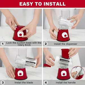 Coupe-légumes et trancheuse manuelle, hachoir à fromage de cuisine avec 3 tambours tranchants, râpe multifonctionnelle pour ail et pommes de terre - Product Image 5