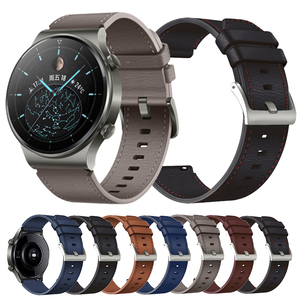 Correa de cuero genuino para <span class=keywords><strong>Huawei</strong></span> <span class=keywords><strong>Gt2</strong></span> <span class=keywords><strong>Pro</strong></span> correa de reloj GT4 5 accesorios de pulsera deportiva bandas de liberación rápida - Product Image 1